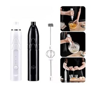 Handheld Milk Beater, Portable ABS and 304 Stainless Steel Electric Milk Frother Double Mixing Head for Egg (Black)