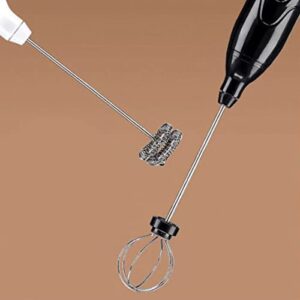 Handheld Milk Beater, Portable ABS and 304 Stainless Steel Electric Milk Frother Double Mixing Head for Egg (Black)