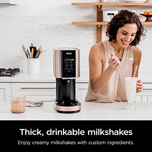 Ninja NC301 CREAMi Ice Cream Maker, for Gelato, Mix-ins, Milkshakes, Sorbet, Smoothie Bowls & More, 7 One-Touch Programs, with (2) Pint Containers & Lids, Compact Size, Perfect for Kids, Rose Gold