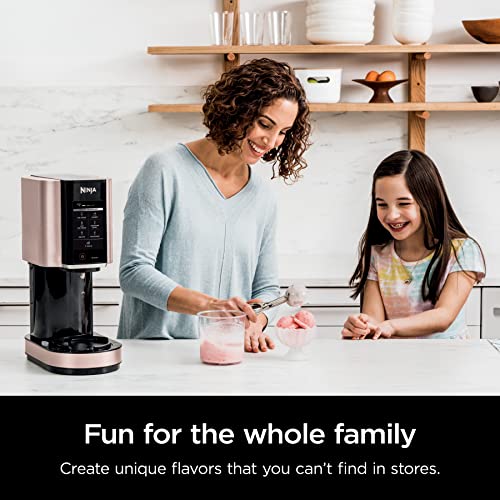 Ninja NC301 CREAMi Ice Cream Maker, for Gelato, Mix-ins, Milkshakes, Sorbet, Smoothie Bowls & More, 7 One-Touch Programs, with (2) Pint Containers & Lids, Compact Size, Perfect for Kids, Rose Gold