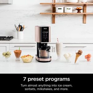 Ninja NC301 CREAMi Ice Cream Maker, for Gelato, Mix-ins, Milkshakes, Sorbet, Smoothie Bowls & More, 7 One-Touch Programs, with (2) Pint Containers & Lids, Compact Size, Perfect for Kids, Rose Gold