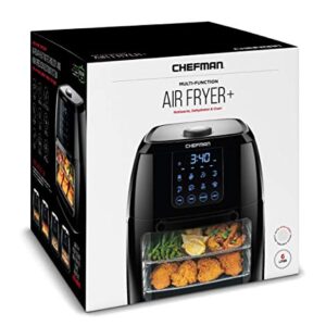 Chefman 6.3-Qt 4-In-1 Digital Air Fryer+, Rotisserie, Dehydrator, Convection Oven, XL Family Size, 8 Touch Screen Presets, BPA-Free, Auto Shutoff, Accessories Included, Black