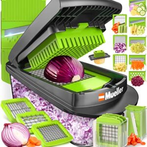 Mueller Pro-Series 10-in-1, 8 Blade Vegetable Slicer, Onion Mincer Chopper, Vegetable Chopper, Cutter, Dicer, Egg Slicer with Container