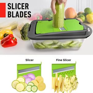 Mueller Pro-Series 10-in-1, 8 Blade Vegetable Slicer, Onion Mincer Chopper, Vegetable Chopper, Cutter, Dicer, Egg Slicer with Container