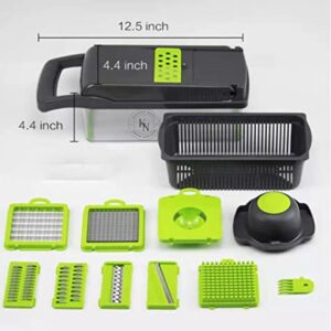 KITCHEN NEEDS 12 In 1 Multifunctional Manual Vegetable Slicer, Veggie Cutter, Very Sharp blades, Gray