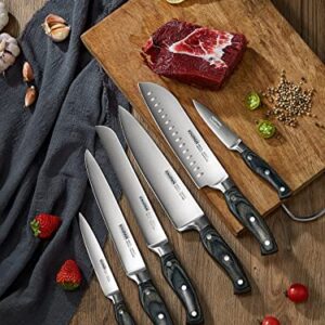 Knipan Kitchen Knife Set with Block, 16 Pieces Professional Stainless Steel Forged Chef Knife Block Set, Ultra Sharp Knives with Wood Handle, Black