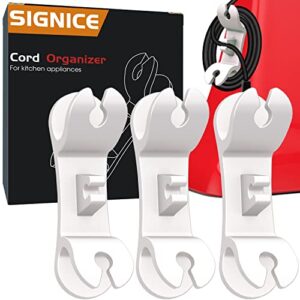 cord organizer for appliances – upgraded patented signice 3 pack tidy cord wrapper holder wrap keeper cord winder stick on kitchen mixer, blender, coffee maker, pressure cooker, air fryer (white)