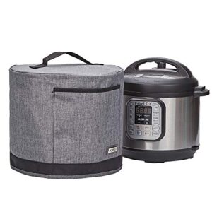 homest dust cover with pockets for instant pot 6 quart, insulated pressure cooker cover with easy to clean lining, grey