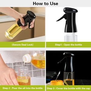 Rayhee Oil Sprayer for Cooking, Olive Oil Sprayer Mister, 200ml Glass Oil Spray Bottle, kitchen Gadgets Accessories for Air Fryer,Canola Oil Spritzer, Widely used for Salad Making,Baking Frying, BBQ