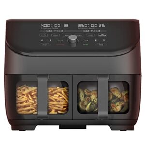 instant vortex plus xl 8-quart dual basket air fryer oven, from the makers of instant pot, 2 independent frying baskets, clearcook windows, dishwasher-safe baskets, app with over 100 recipes