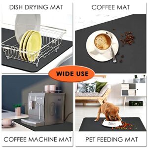 Coffee Mat,Coffee Maker Mat for Countertops,Dish Drying Mat for Kitchen,Coffee Bar Accessories Fit Under Coffee Machine Coffee Pot - Table Mat Under Appliance, Absorbent Draining Mat Dark Grey