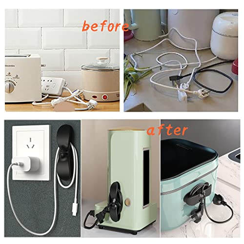 9PCS Cord Organizer for Appliances, UMUST Kitchen Appliance Cord Winder,Newest Designed Cord Holder,Cable Winder,Cord Wrapper Stick Firmly for Coffee Maker Pressure Cooker Etc(Black,White,Grey)