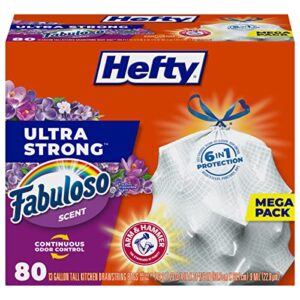 hefty ultra strong tall kitchen trash bags, fabuloso scent, 13 gallon, 80 count