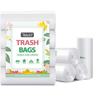 2 gallon 80 counts strong trash bags garbage bags by teivio, bathroom trash can bin liners, small plastic bags for home office kitchen, clear