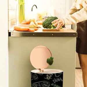 Round Trash Can with Press Lid Seamless abstract with colorful silhouettes joystick game for boys Small Garbage Can Trash Bin Dog-proof Trash Can Wooden Legs Waste Bin Wastebasket 7L/1.8 Gallon