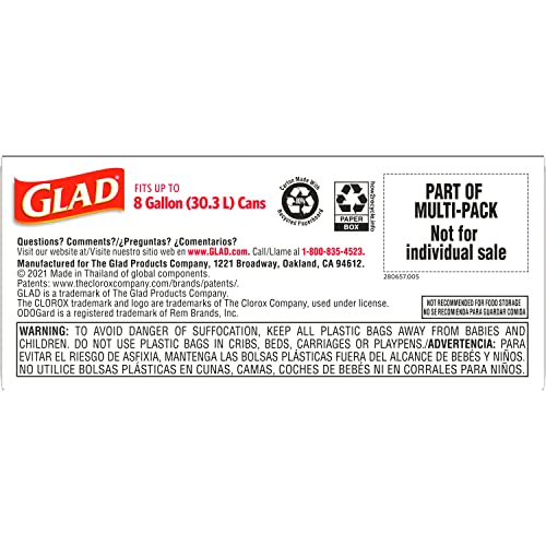 Glad Medium Drawstring Trash Bags with Clorox, 8 Gallon, Lemon Fresh Bleach Scent, 26 Count