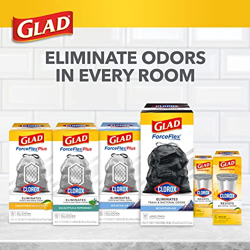 Glad Medium Drawstring Trash Bags with Clorox, 8 Gallon, Lemon Fresh Bleach Scent, 26 Count