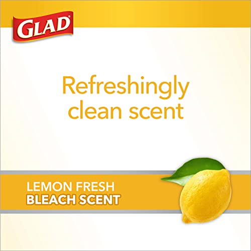 Glad Medium Drawstring Trash Bags with Clorox, 8 Gallon, Lemon Fresh Bleach Scent, 26 Count