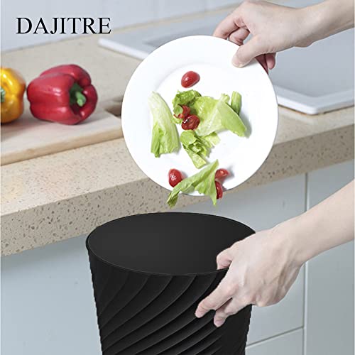 DAJITRE 1.8 Gallon Small Trash Can Wastebasket Recycling Bin Slim Profile for Compact Spaces Bathroom, Office, Bedroom, Kitchen (1.8 Gallon, Black)