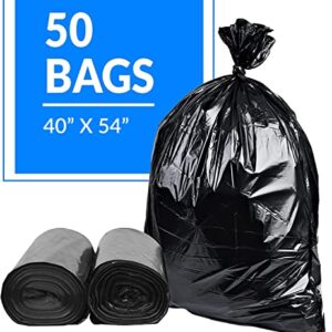 Reli. SuperValue Trash Bags, 55-60 Gallon | 50 Count | Made in USA | Black 55 Gallon Trash Bags | Heavy Duty Can Liners, Garbage Bags, Bulk Contractor Bags 55 Gallon Capacity | Black