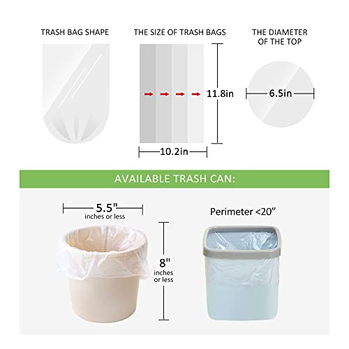 0.5 Gallon 220 Counts Strong Trash Bags Garbage Bags, Bathroom Mini Trash Can Liners, Small Plastic Bags for Desktop Trash Bin Dog Poop Car, Clear