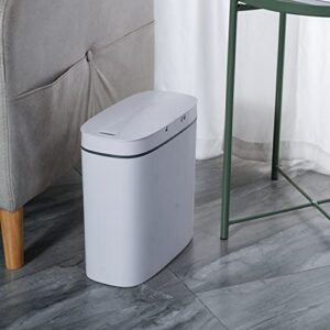 Sooyee 14 Liter Automatic Trash Can with lid,3.6 Gallon Touchless Trash Can or Kick,Garbage Cans for Kitchen,Bathroom,Office,Bedroom,Living Room,White