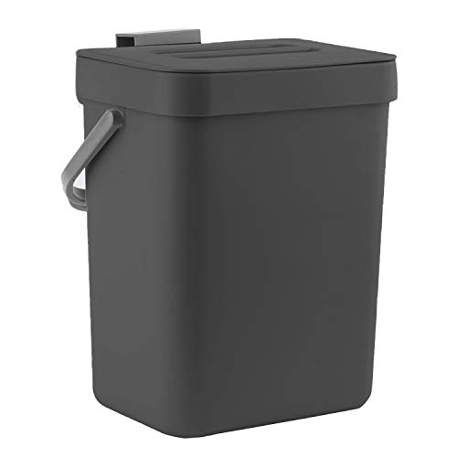 LALASTAR Mini Countertop Trash Can, Compact Waste Basket Garbage Can, Small Trash Bin with Lid for Desk/Office/Dorm, 3L/0.8 Gal, Black