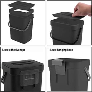 LALASTAR Mini Countertop Trash Can, Compact Waste Basket Garbage Can, Small Trash Bin with Lid for Desk/Office/Dorm, 3L/0.8 Gal, Black