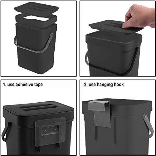 LALASTAR Mini Countertop Trash Can, Compact Waste Basket Garbage Can, Small Trash Bin with Lid for Desk/Office/Dorm, 3L/0.8 Gal, Black