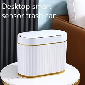 Trash Can Smart Sensor Trash Can Desk Small Lovely Mini Light Luxury Wind Mini Basket Bucket Small Garbage Can，4L Trash Can Wastebasket