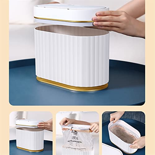 Trash Can Smart Sensor Trash Can Desk Small Lovely Mini Light Luxury Wind Mini Basket Bucket Small Garbage Can，4L Trash Can Wastebasket