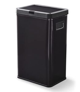 wildkash 13.7gal stainless steel touchless kitchen garbage can, suitable for home, kitchen, living room, bedroom, office, etc, black
