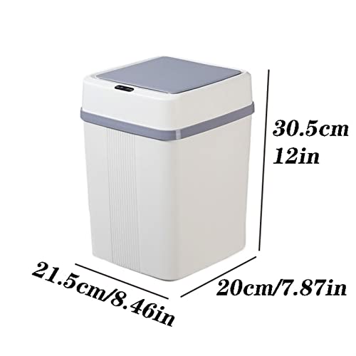 Trash Can 12L Smart Induction Square Electronic Automatic Trash Can Kitchen Bathroom Paper Basket Living Room Household Storage Bucket Trash Can Wastebasket