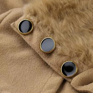 PLAZRU Double Breasted Faux Fur Collar Jacket Lapel Pea Coats for Women Winter Long Trench Coat with Belt Elegant Swing Coat