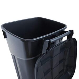 United Solutions 32 Gallon Wheeled Outdoor Garbage Can with Attached Snap Lock Lid and Heavy-Duty Handles, Black, Heavy-Duty Construction, Perfect Backyard, Deck, or Garage Trash Can, 2 Pack