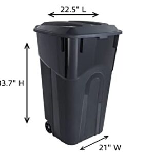 United Solutions 32 Gallon Wheeled Outdoor Garbage Can with Attached Snap Lock Lid and Heavy-Duty Handles, Black, Heavy-Duty Construction, Perfect Backyard, Deck, or Garage Trash Can, 2 Pack