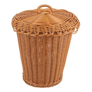 cabilock woven storage basket trash can wastebasket bedroom woven trash can with lid garbage bin rubbish paper storage container for home bathroom kitchens