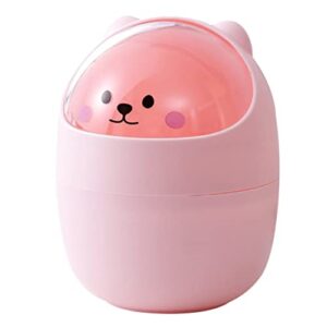 Cabilock Desktop Garbage Bin with Lid Lovely Mini Trash Bin Desktop Trash Container Cartoon Garbage Can Container for Home Office