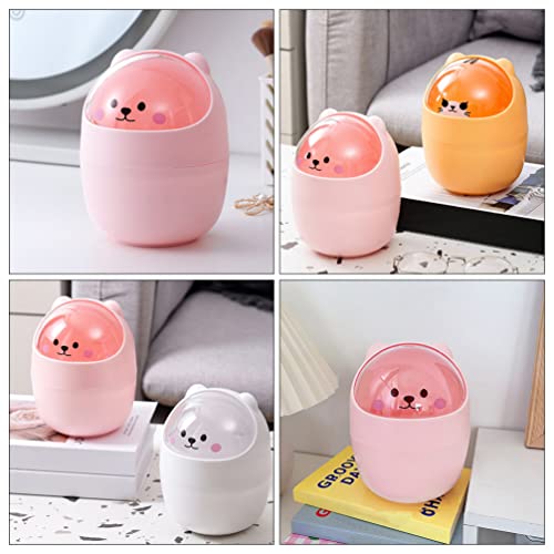 Cabilock Desktop Garbage Bin with Lid Lovely Mini Trash Bin Desktop Trash Container Cartoon Garbage Can Container for Home Office