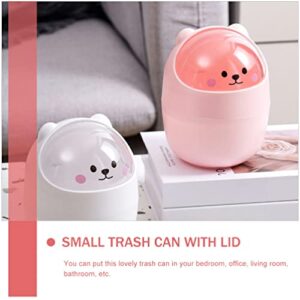 Cabilock Desktop Garbage Bin with Lid Lovely Mini Trash Bin Desktop Trash Container Cartoon Garbage Can Container for Home Office