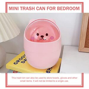 Cabilock Desktop Garbage Bin with Lid Lovely Mini Trash Bin Desktop Trash Container Cartoon Garbage Can Container for Home Office