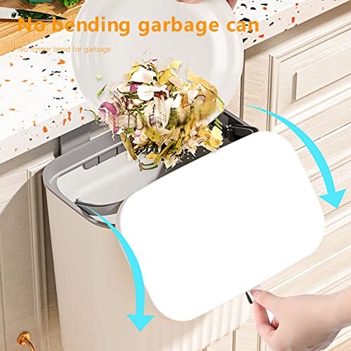 Hanging Trash Can with Lid, Kitchen Cabinet Door Hanging Trash Can,Cover Cabinet Trash Can,Reusable Door Hanging Trash Can,Under Sink Door Trash,for Can RV, Kitchen,Bathroom (White)