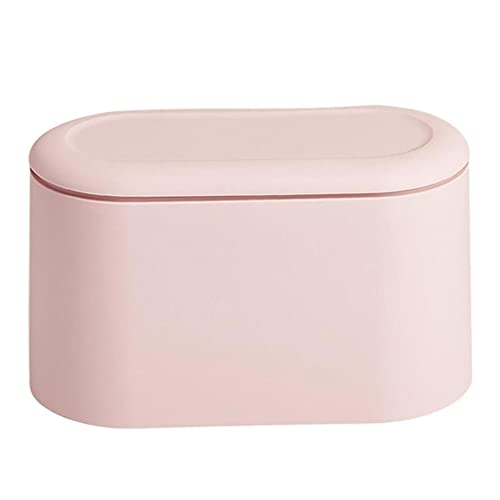 Leefasy Desk Trash Can Wastebasket Or Recycling Bin Garbage Waste Trash Bucket Lid Dust Bin for Home Or Office, Pink