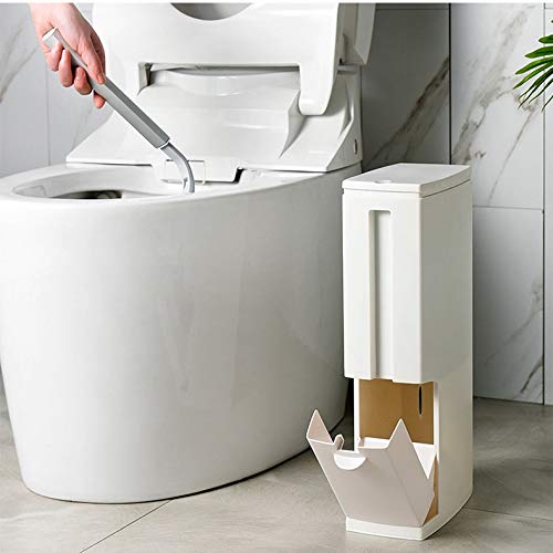 WENLII Kitchen Trash Can with Toilet Brush Set Bathroom Plastic Waste Bin Narrow Kitchen Garbage Bucket Household Cleaning Tools (Color : E)