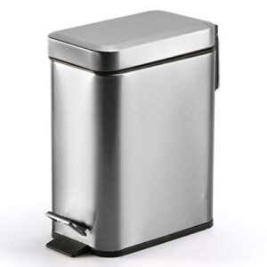 wenlii silent stainless steel trash can 5l rectangular step kitchen waste bin for bathroom kitchen living room office trash bin (color : black)