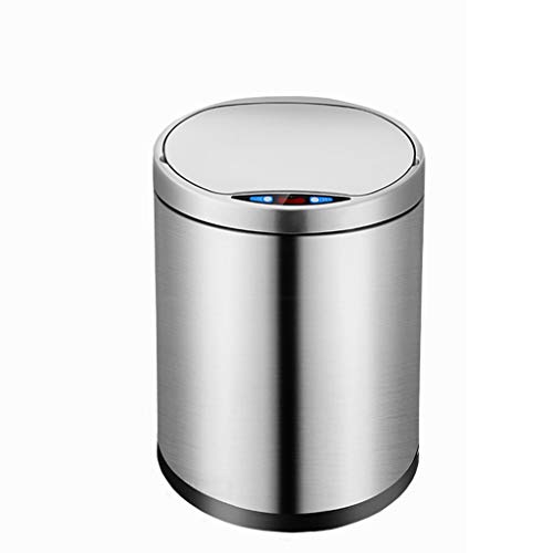 WENLII Intelligent Trash Bin Home Living Room Bedroom Kitchen Bathroom Automatic Induction Trash Can Stainless Steel Trash Can (Color : A, Size : 7L)