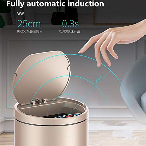 WENLII Intelligent Trash Bin Home Living Room Bedroom Kitchen Bathroom Automatic Induction Trash Can Stainless Steel Trash Can (Color : A, Size : 7L)