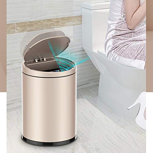 WENLII Intelligent Trash Bin Home Living Room Bedroom Kitchen Bathroom Automatic Induction Trash Can Stainless Steel Trash Can (Color : A, Size : 7L)