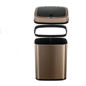 WENLII Smart Sensor Trash Can Stainless Steel Square Waste Bin Garbage Bin Office Rubbish Bin Gold 12L from (Color : D)