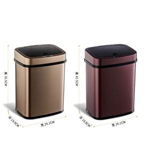 WENLII Smart Sensor Trash Can Stainless Steel Square Waste Bin Garbage Bin Office Rubbish Bin Gold 12L from (Color : D)